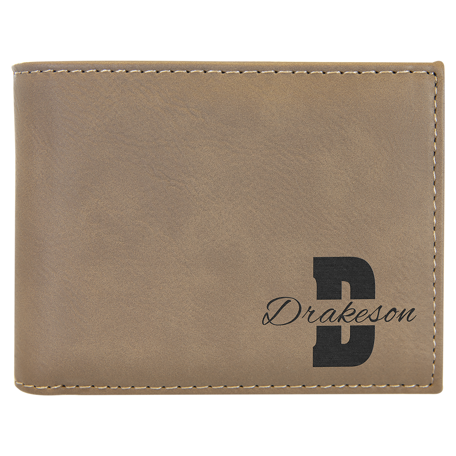 Light Brown Leatherette Bifold Wallet with Flip ID