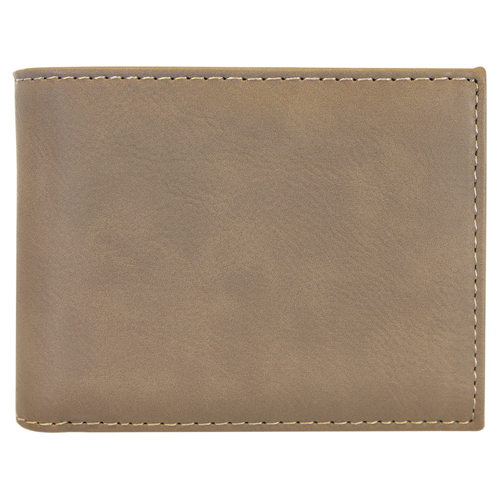 Light Brown Leatherette Bifold Wallet with Flip ID blank-preview
