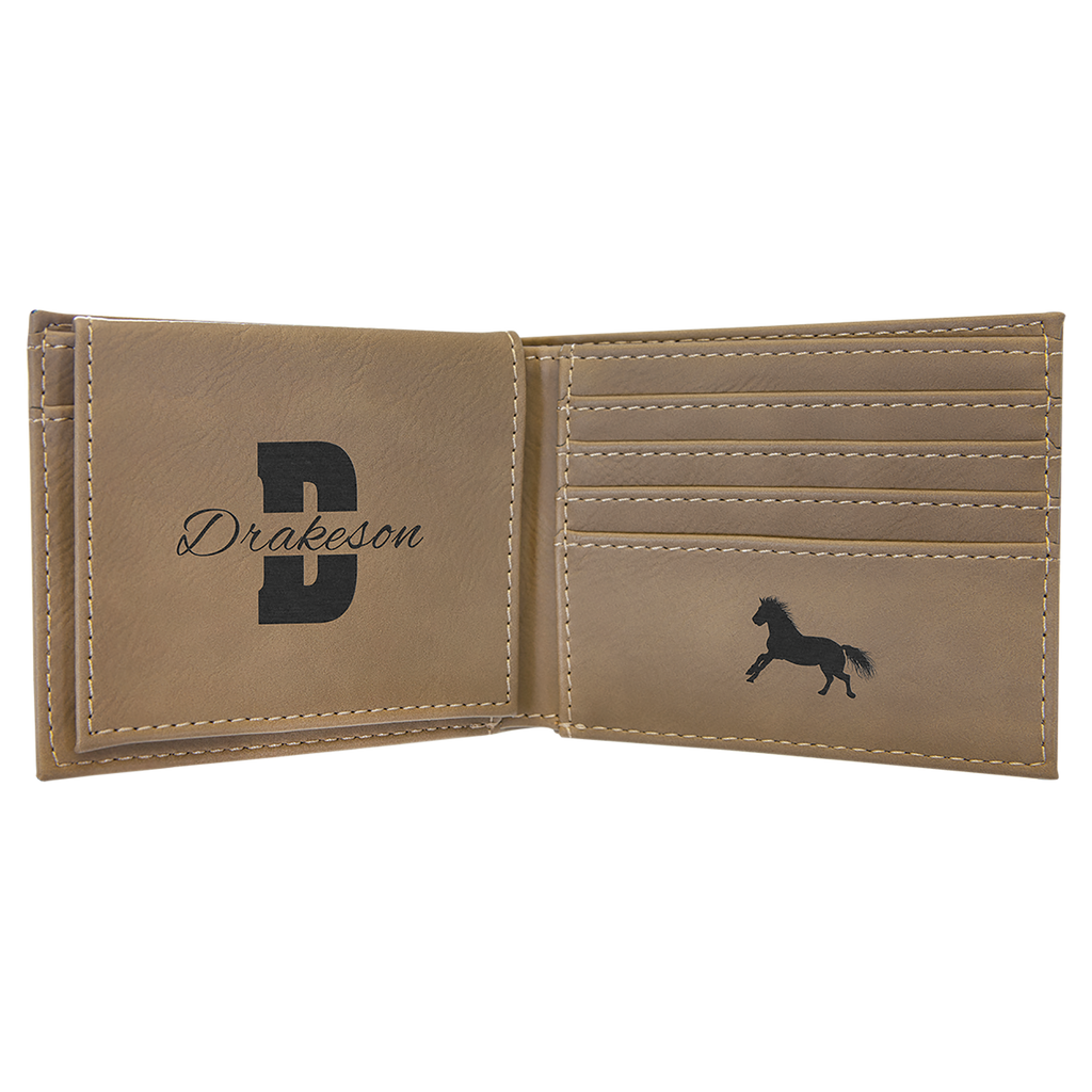 Light Brown Leatherette Bifold Wallet with Flip ID