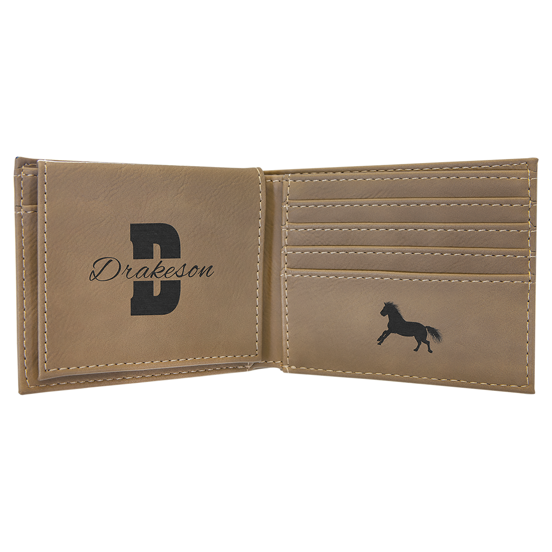 Light Brown Leatherette Bifold Wallet with Flip ID