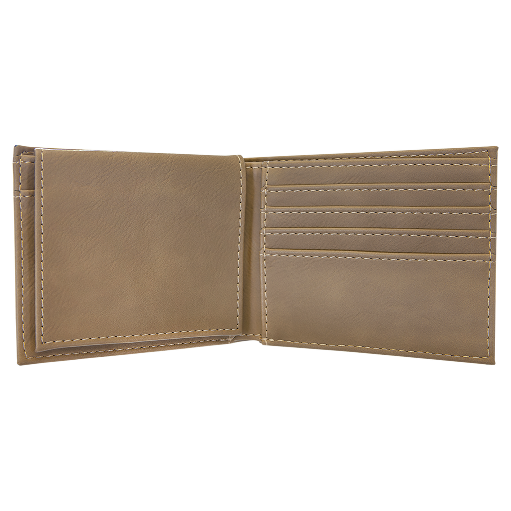 Light Brown Leatherette Bifold Wallet with Flip ID