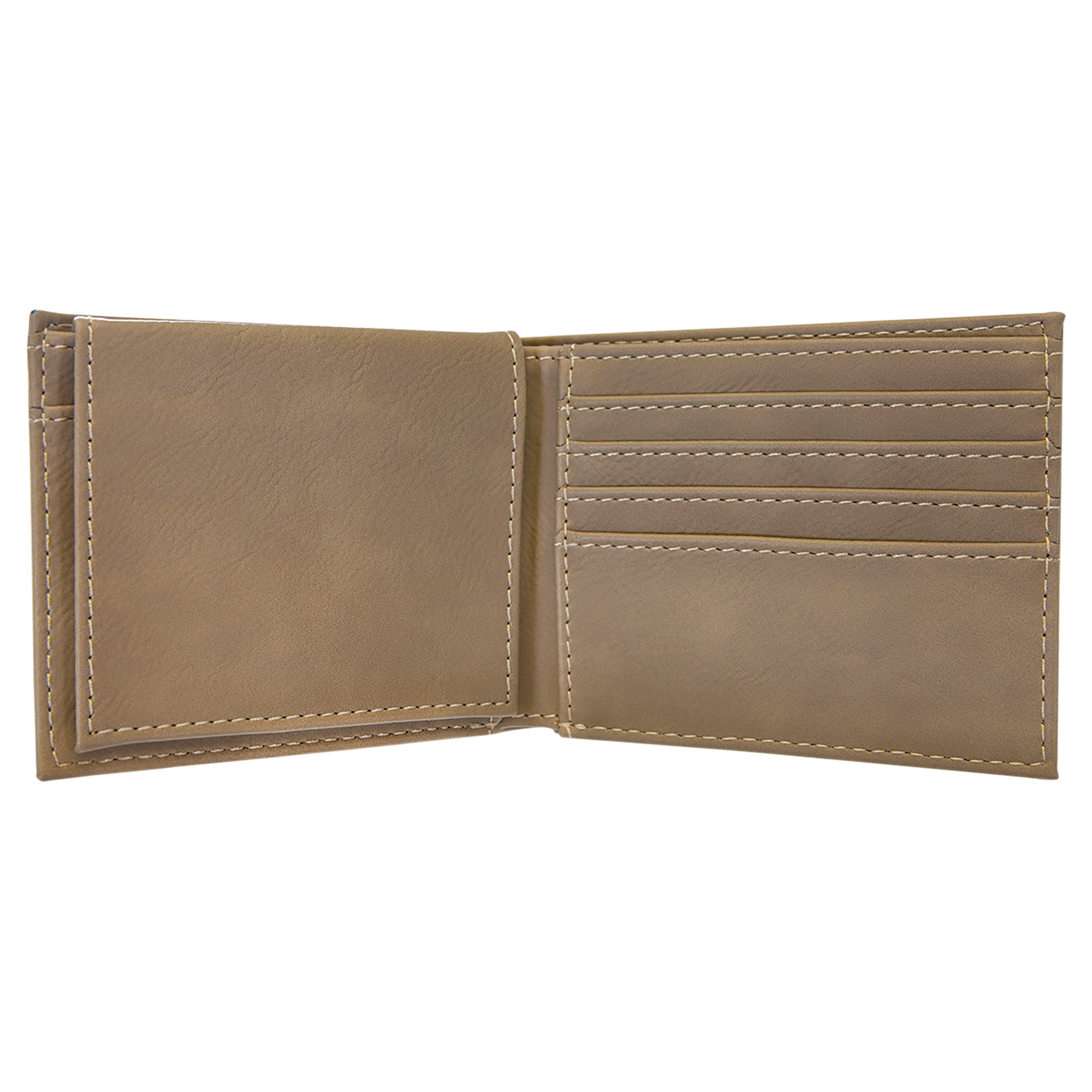 Light Brown Leatherette Bifold Wallet with Flip ID