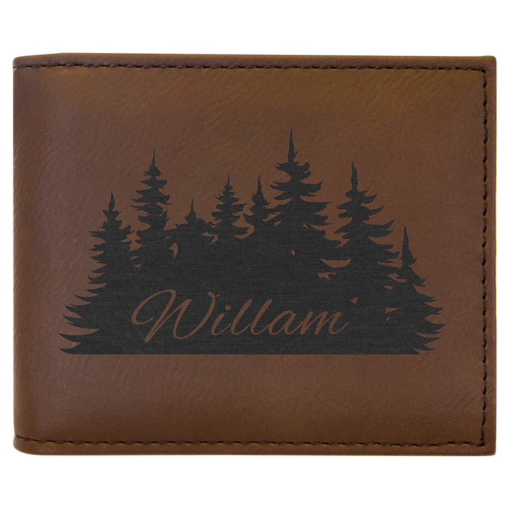 Dark Brown Leatherette Bifold Wallet with Flip ID