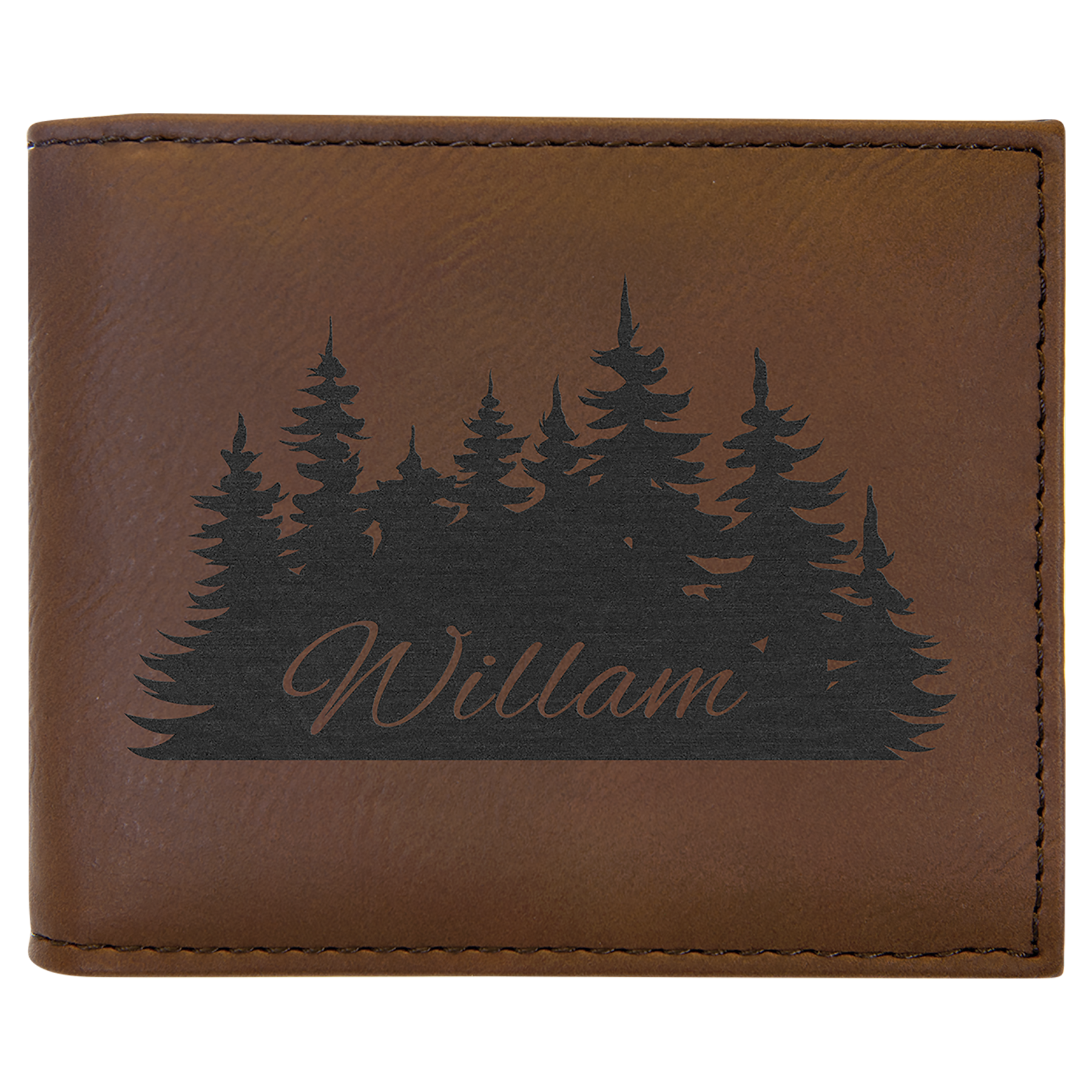 Dark Brown Leatherette Bifold Wallet with Flip ID