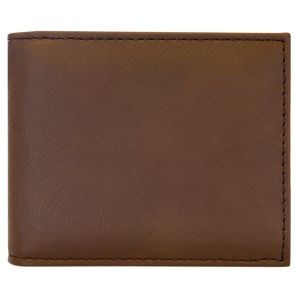 Dark Brown Leatherette Bifold Wallet with Flip ID blank-preview