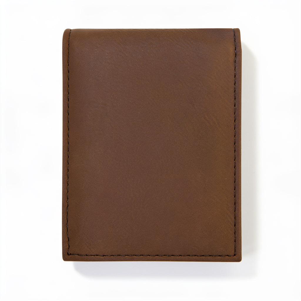 Dark Brown Leatherette Bifold Wallet with Flip ID blank-preview-flat