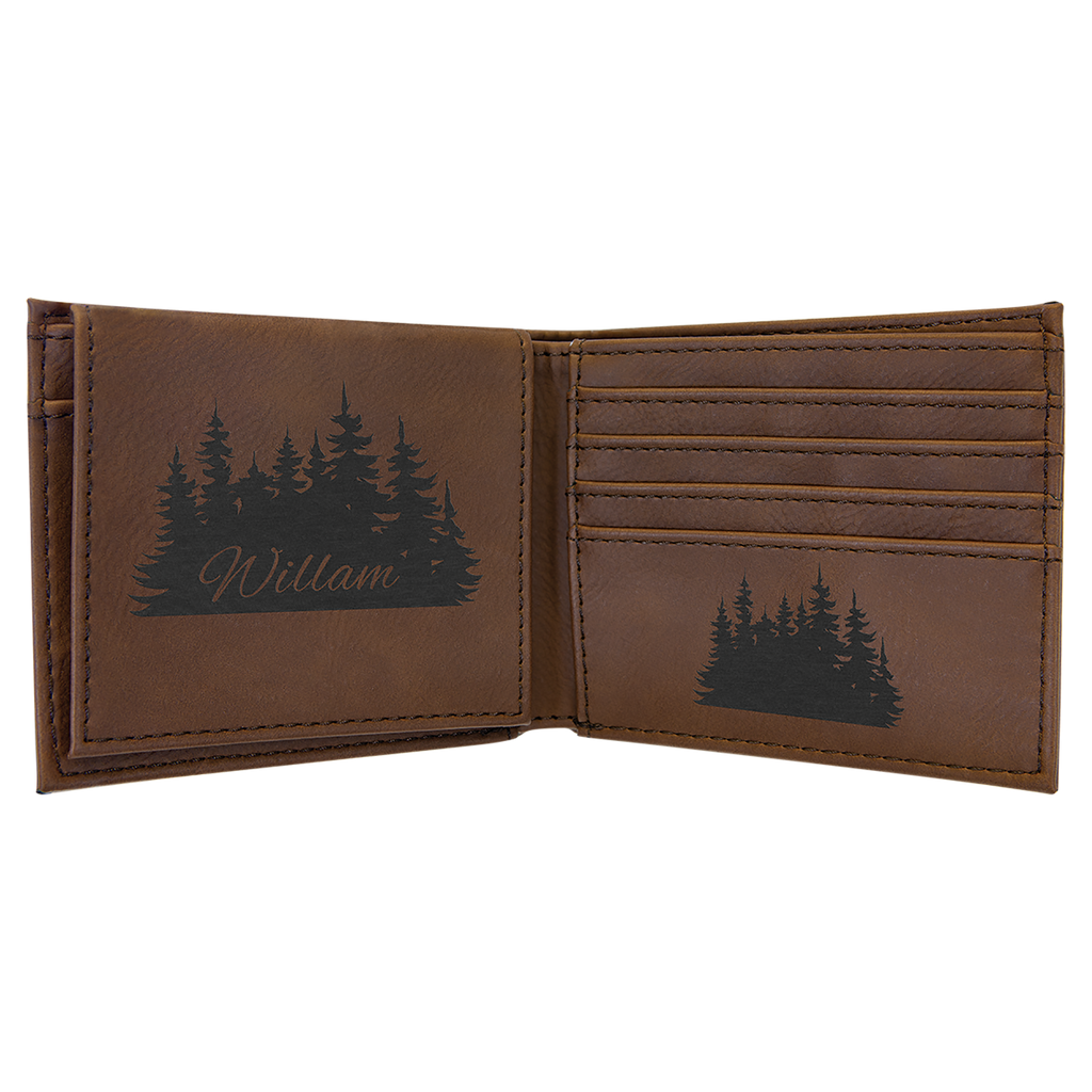 Dark Brown Leatherette Bifold Wallet with Flip ID