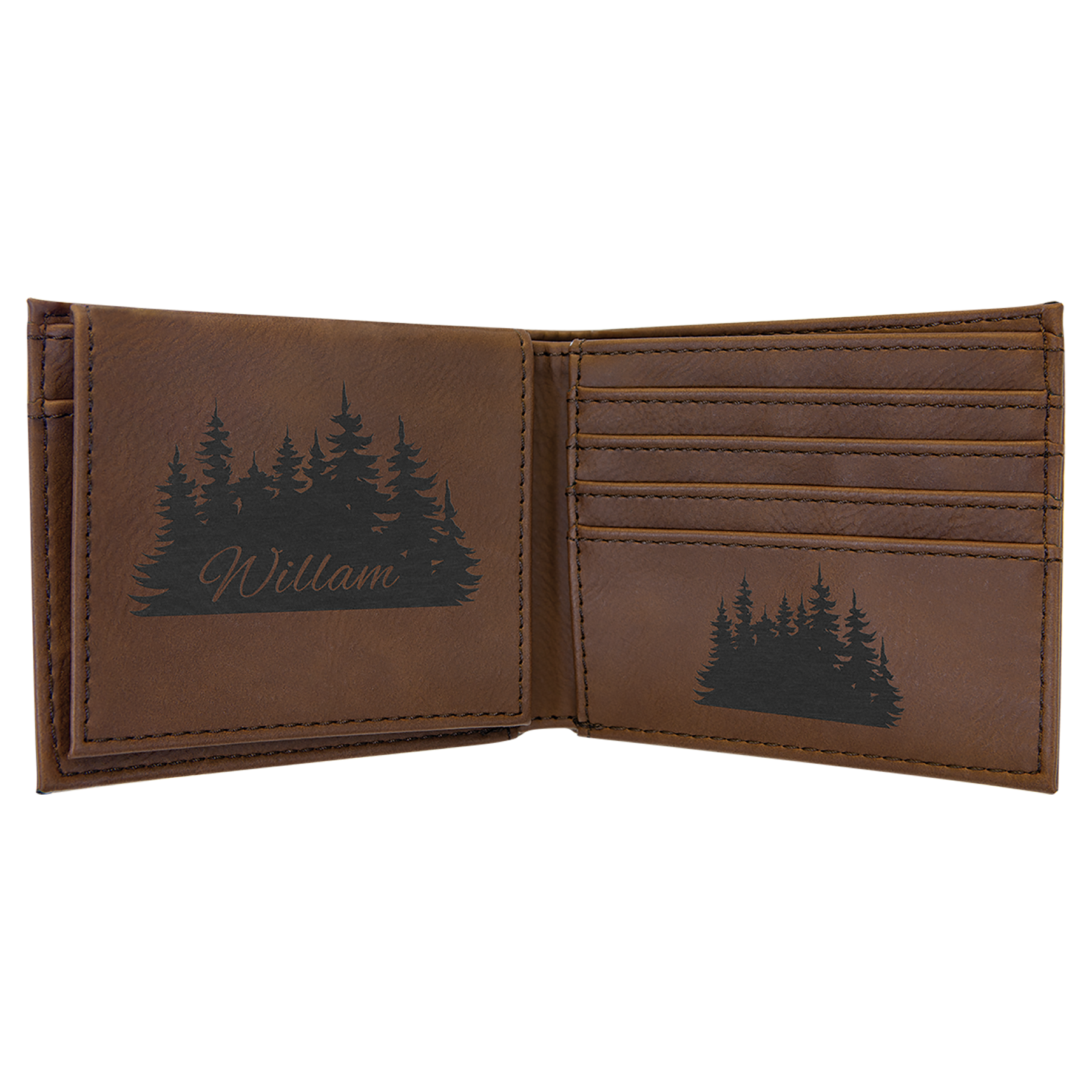 Dark Brown Leatherette Bifold Wallet with Flip ID