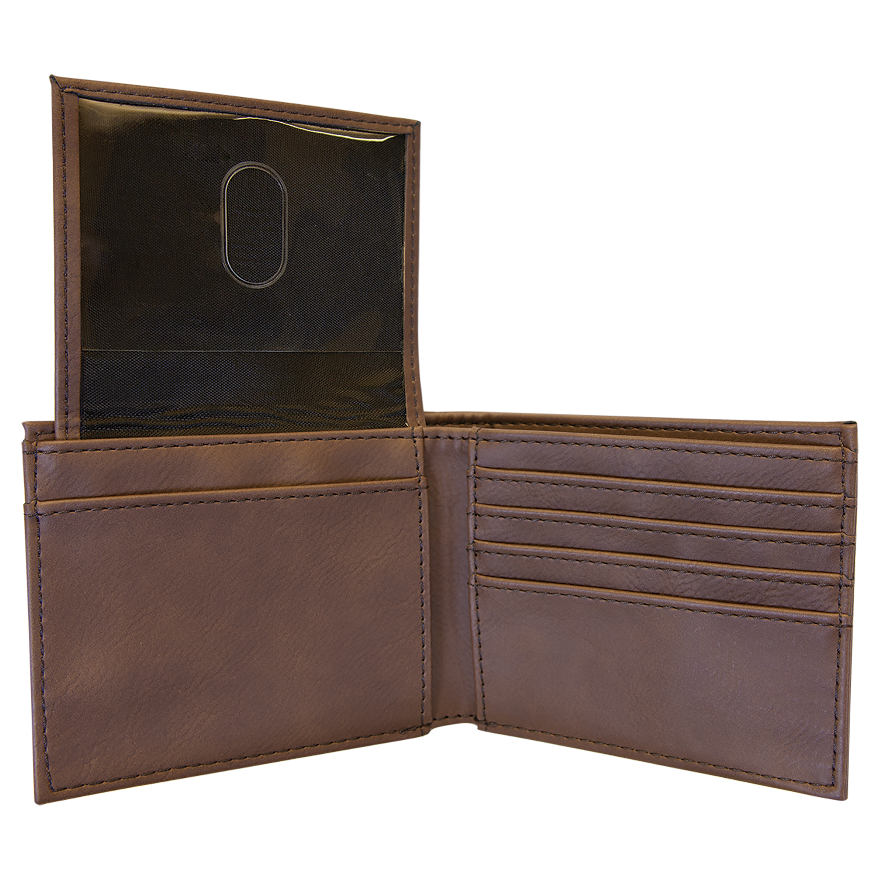 Dark Brown Leatherette Bifold Wallet with Flip ID