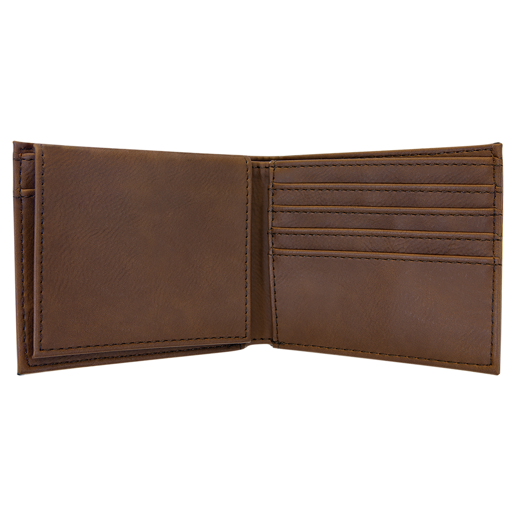 Dark Brown Leatherette Bifold Wallet with Flip ID