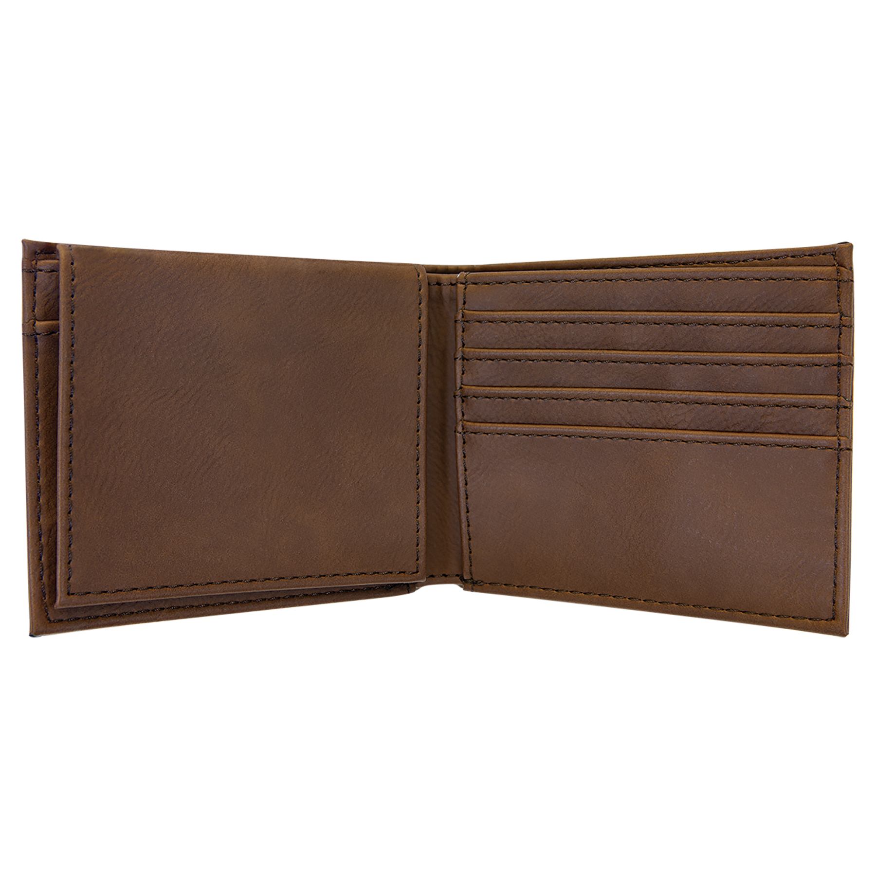 Dark Brown Leatherette Bifold Wallet with Flip ID