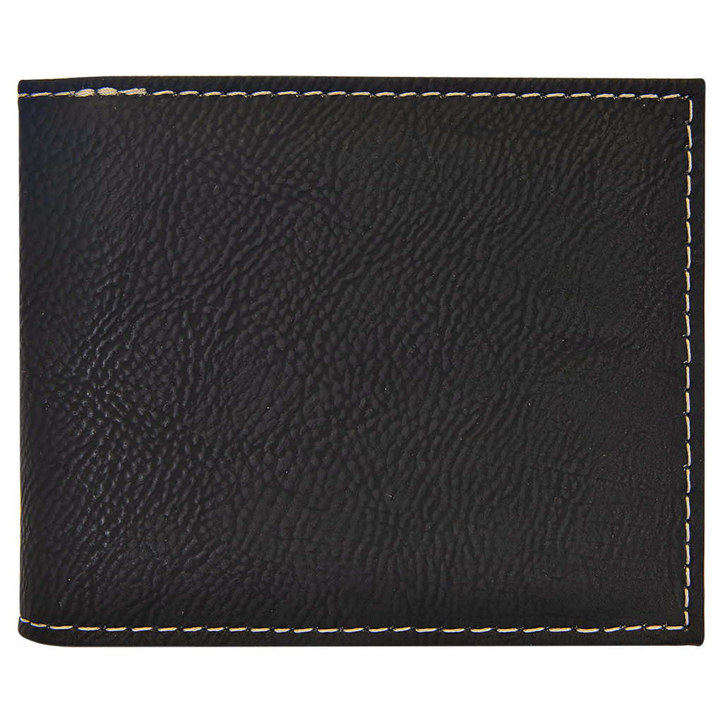Black/Gold Leatherette Bifold Wallet with Flip ID blank-preview