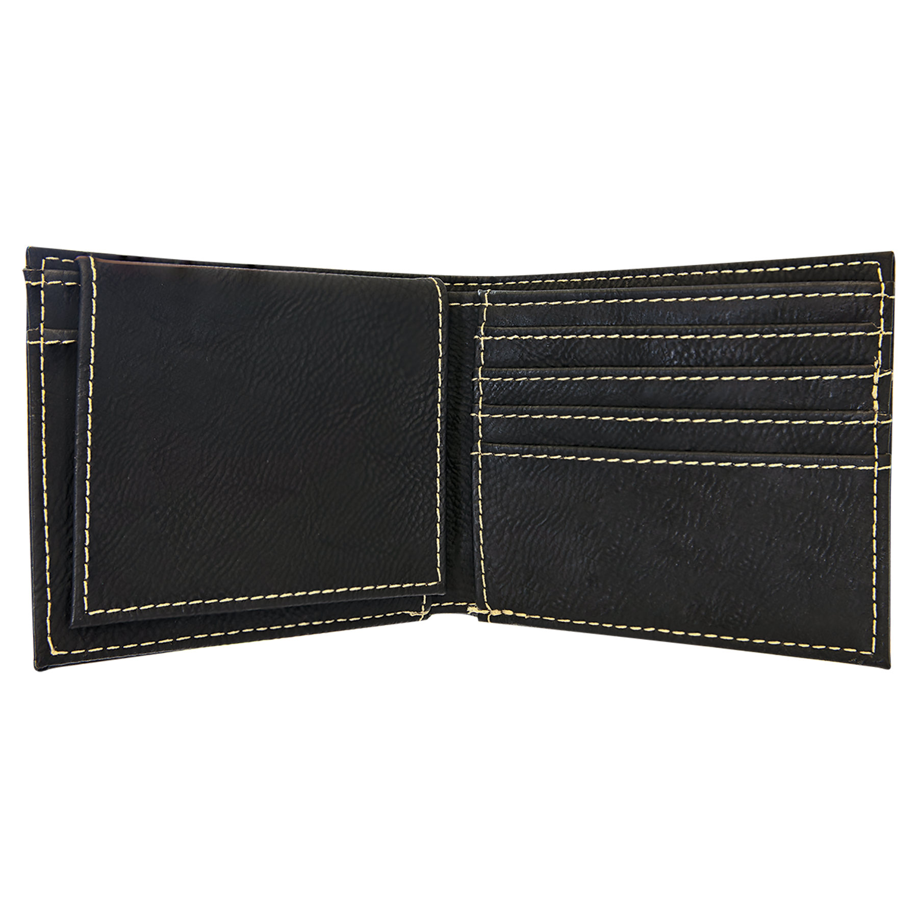 Black/Gold Leatherette Bifold Wallet with Flip ID