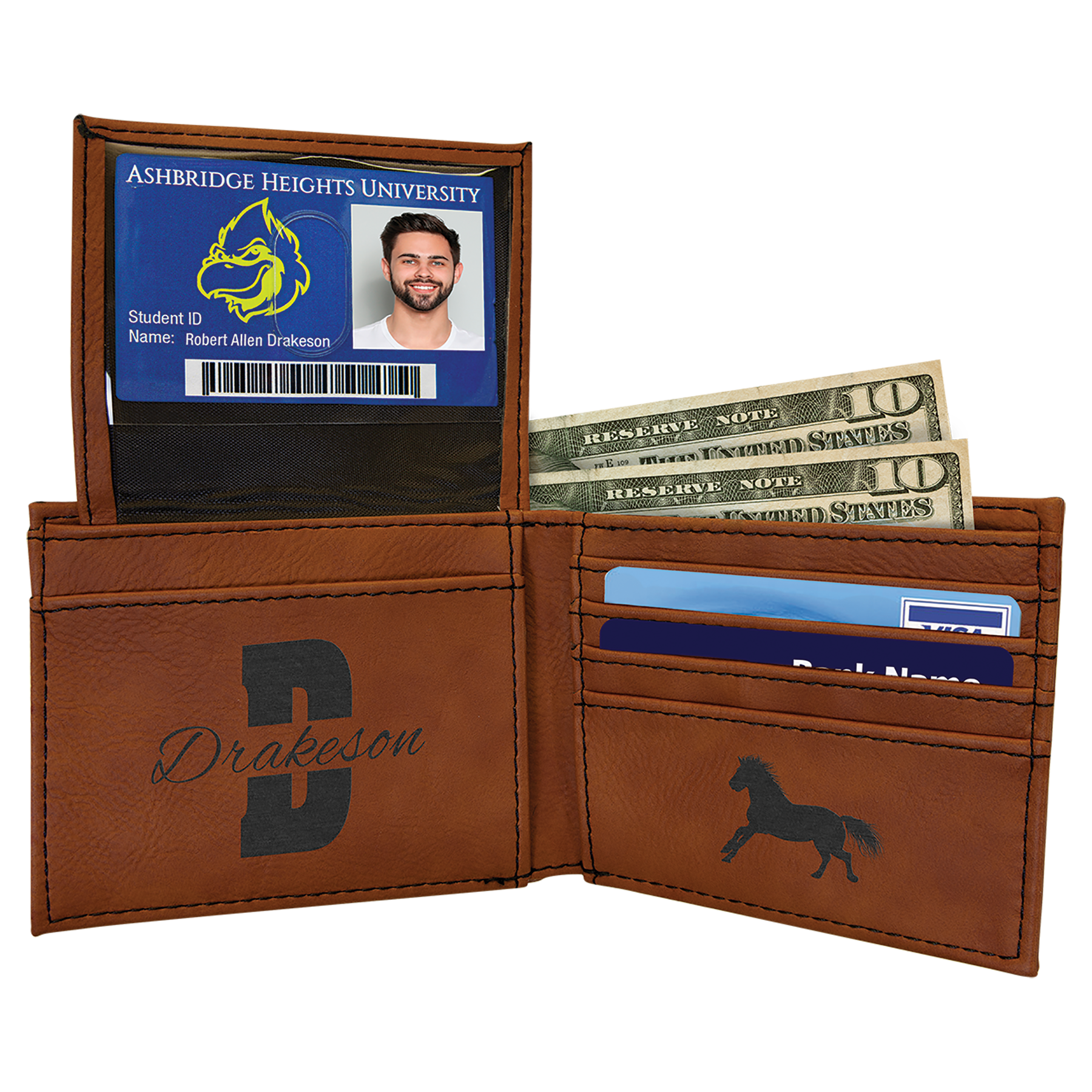 Rawhide Leatherette Bifold Wallet with Flip ID