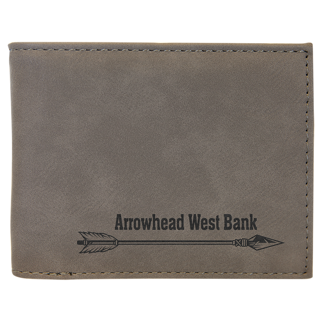 Gray Leatherette Bifold Wallet with Flip ID