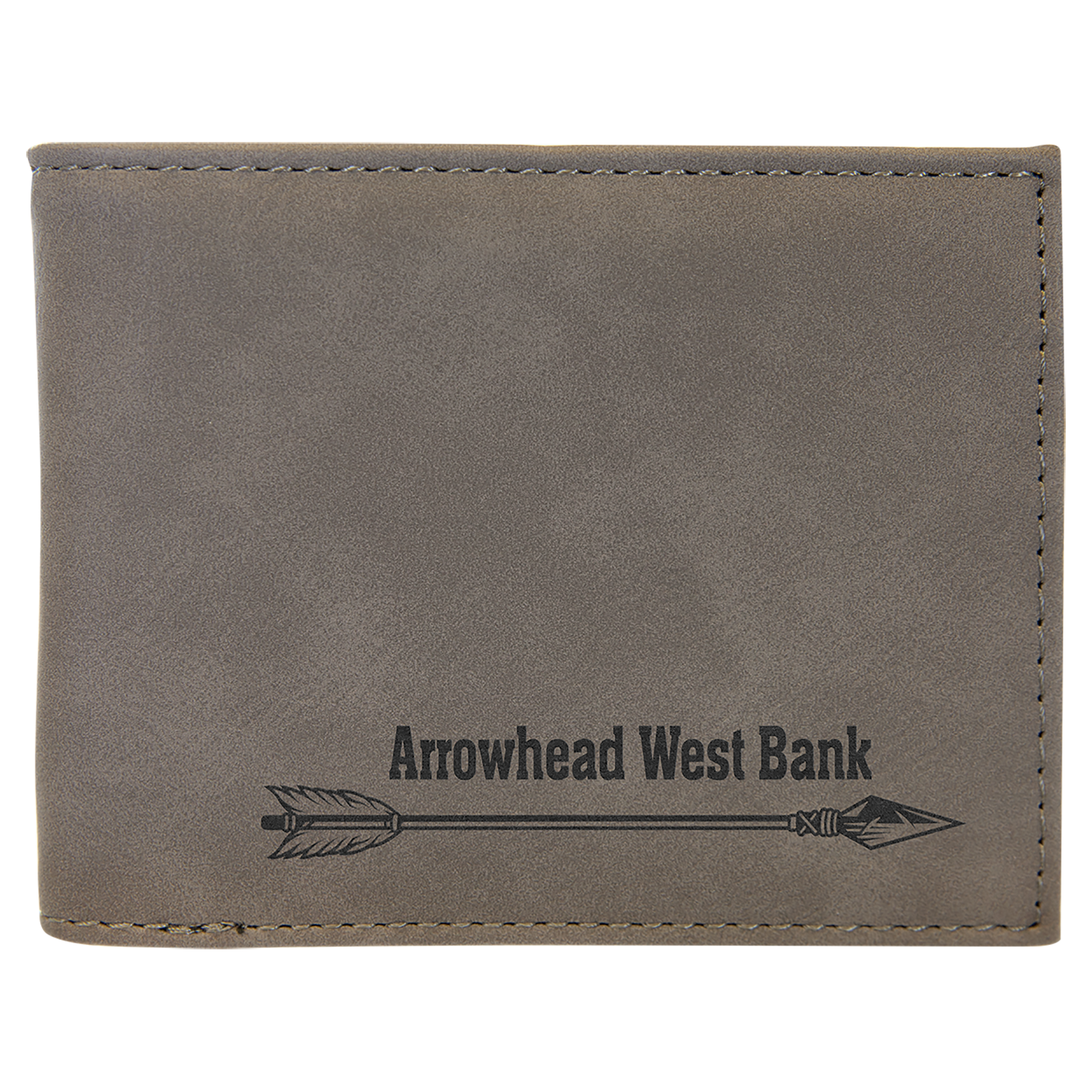 Gray Leatherette Bifold Wallet with Flip ID