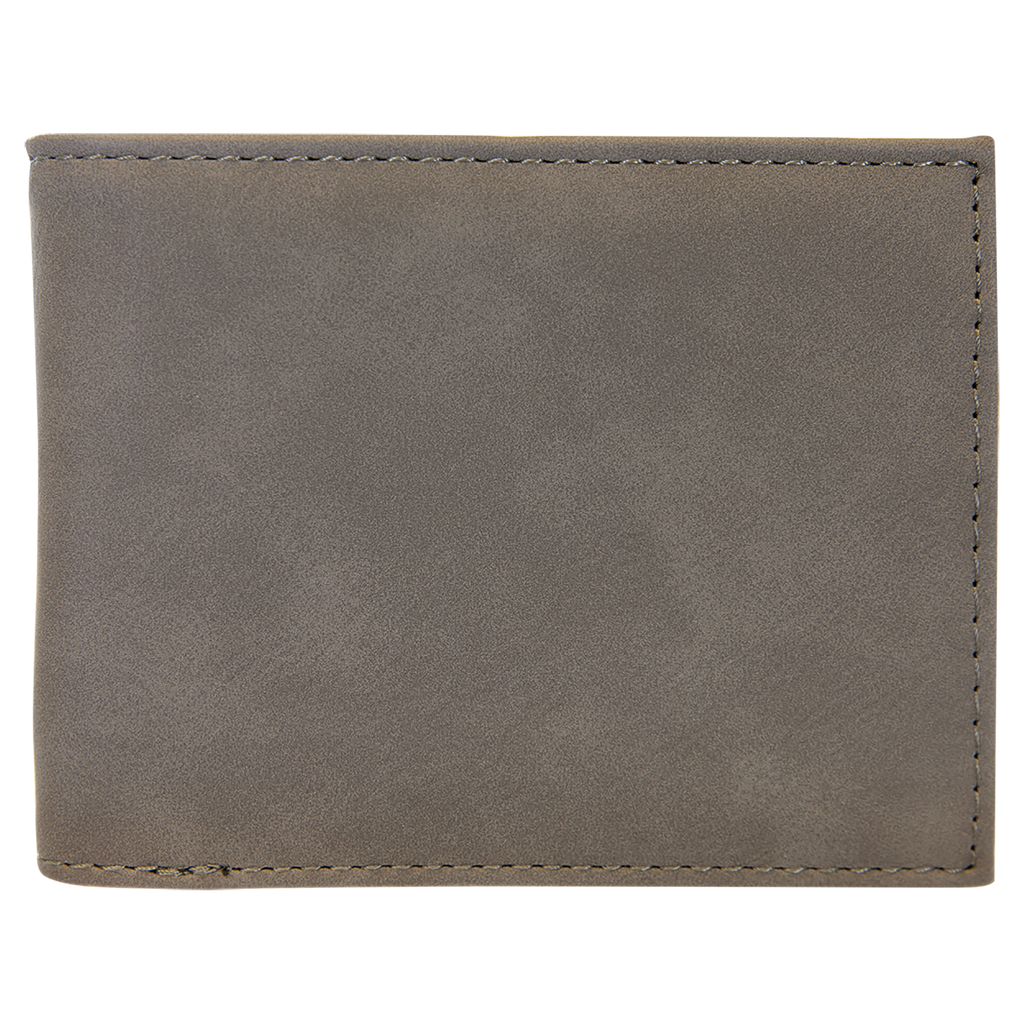 Gray Leatherette Bifold Wallet with Flip ID blank-preview