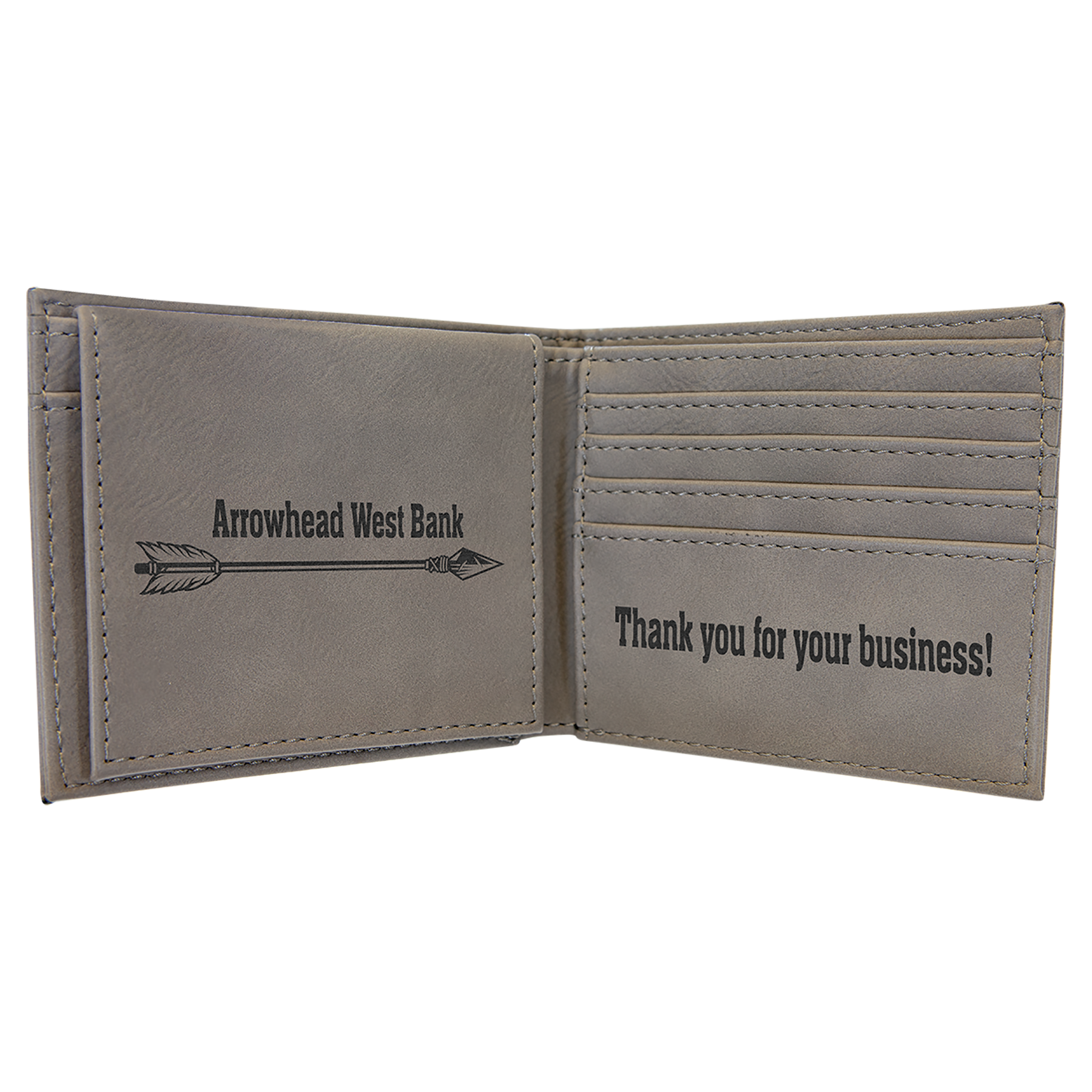 Gray Leatherette Bifold Wallet with Flip ID