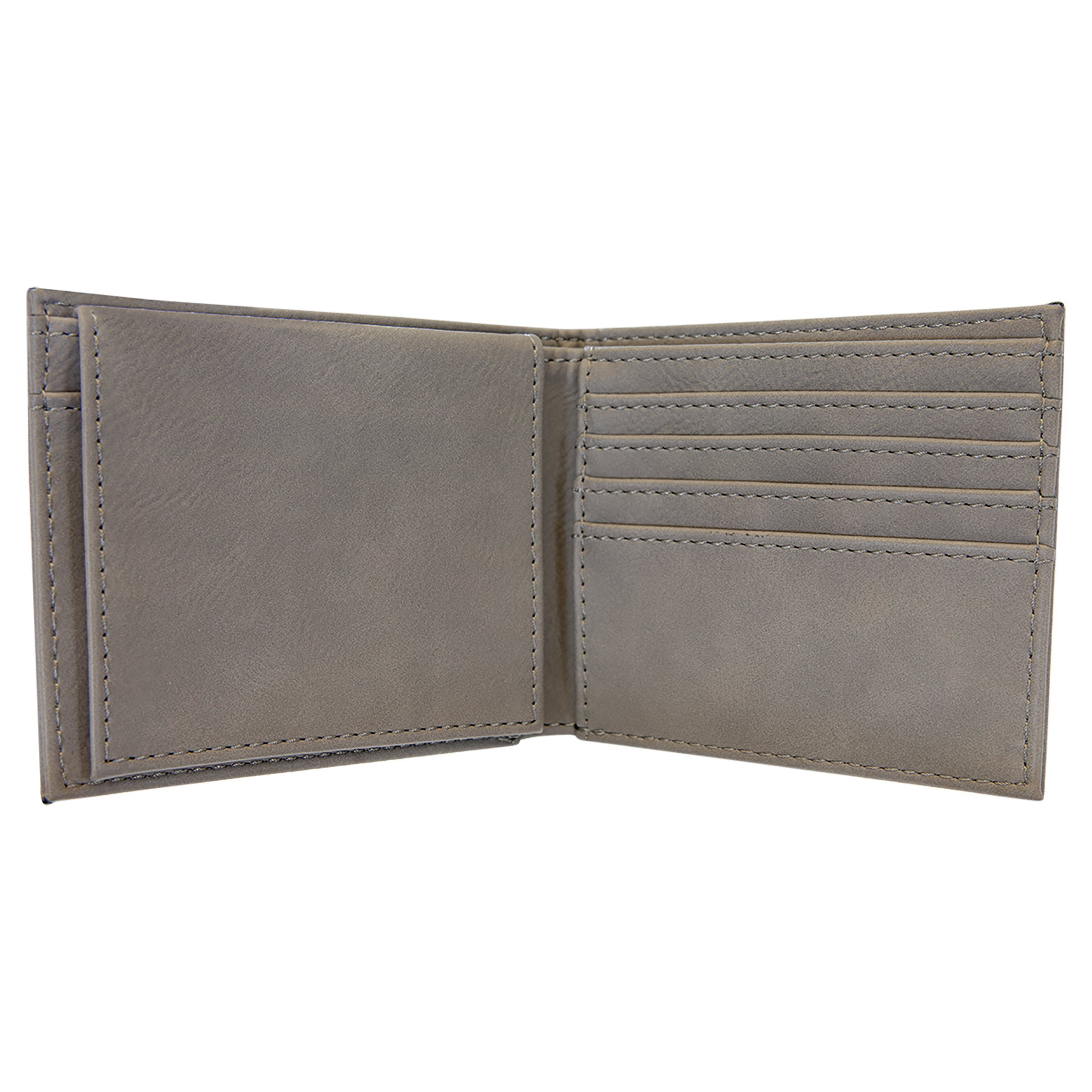 Gray Leatherette Bifold Wallet with Flip ID