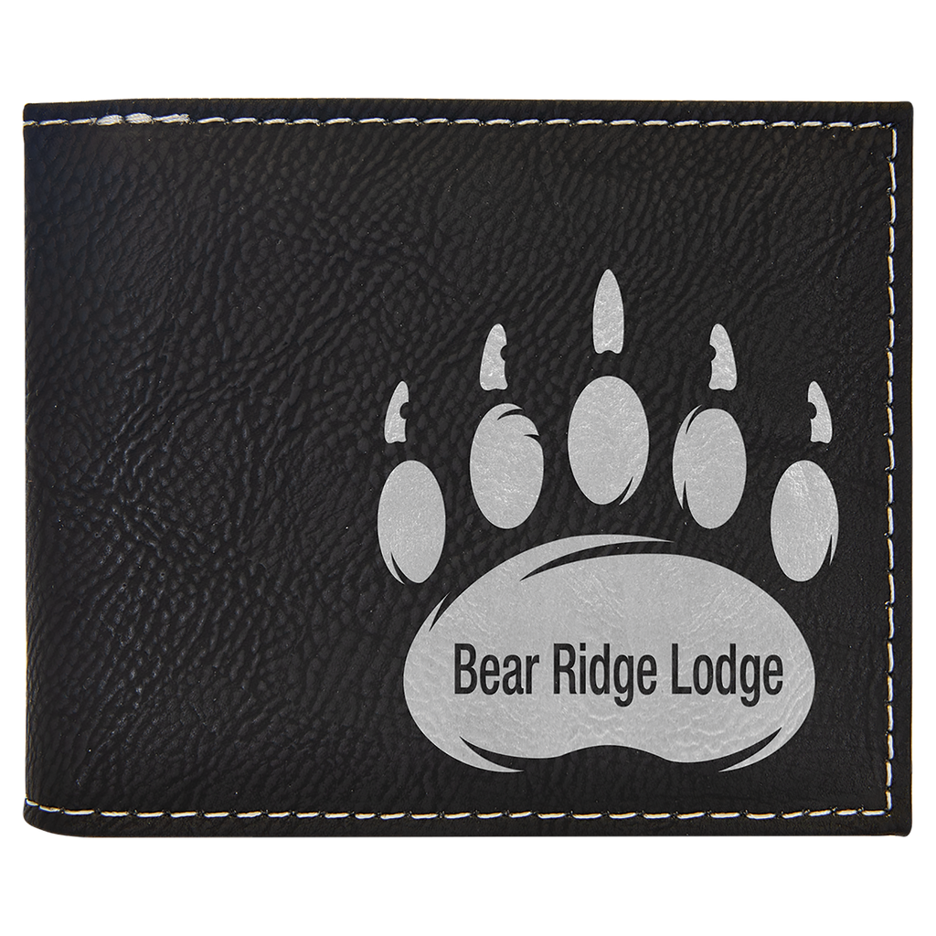 Black/Silver Leatherette Bifold Wallet with Flip ID