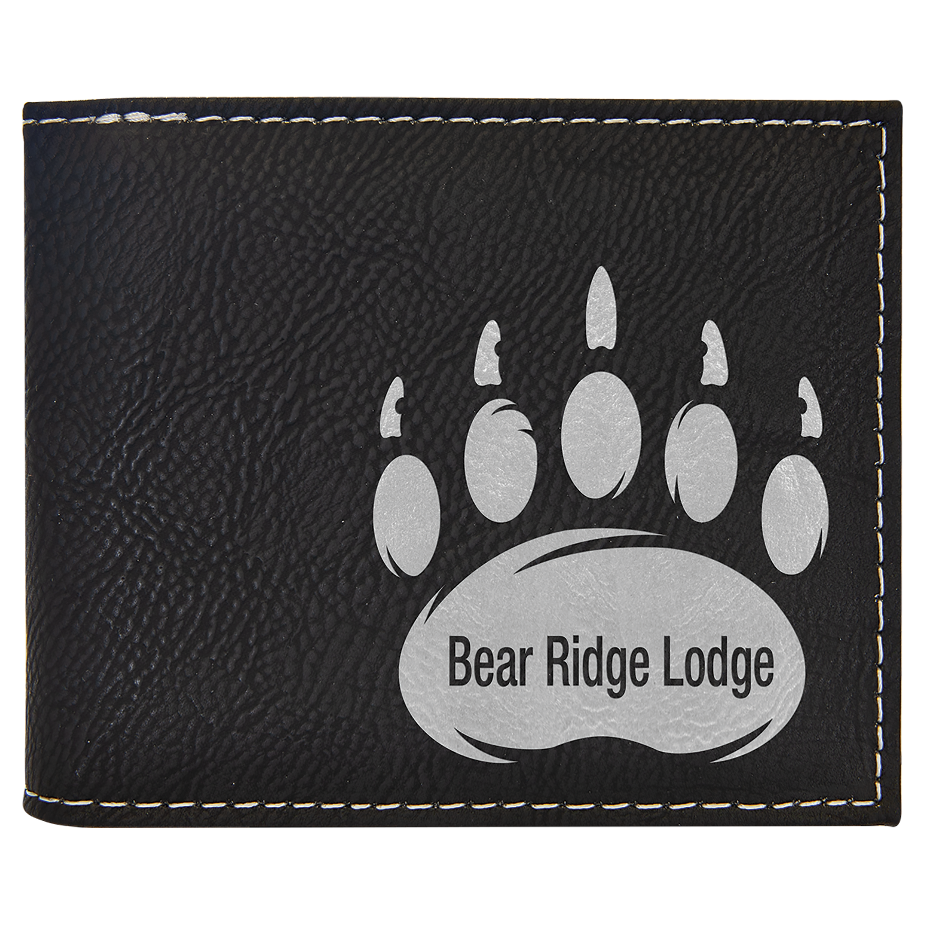 Black/Silver Leatherette Bifold Wallet with Flip ID