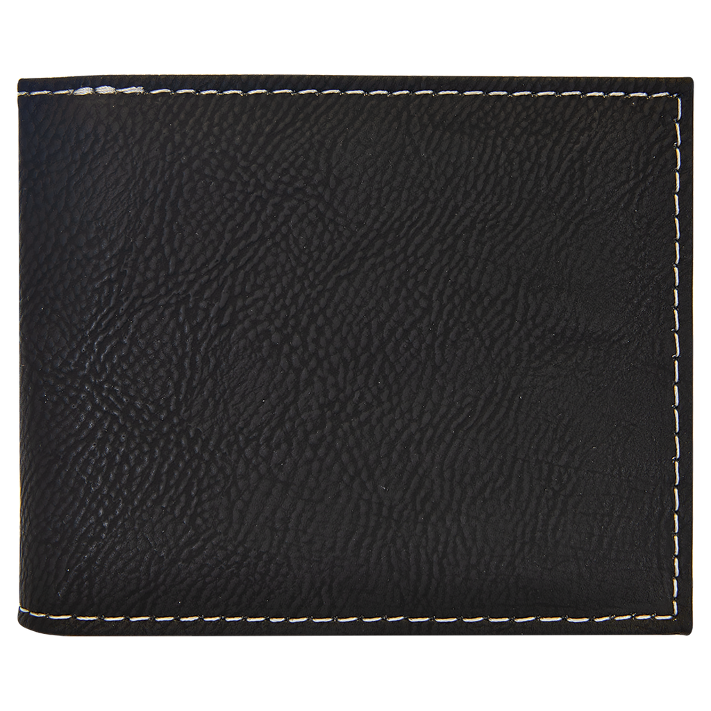 Black/Silver Leatherette Bifold Wallet with Flip ID blank-preview
