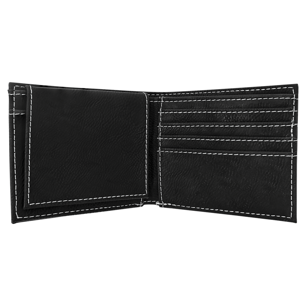 Black/Silver Leatherette Bifold Wallet with Flip ID