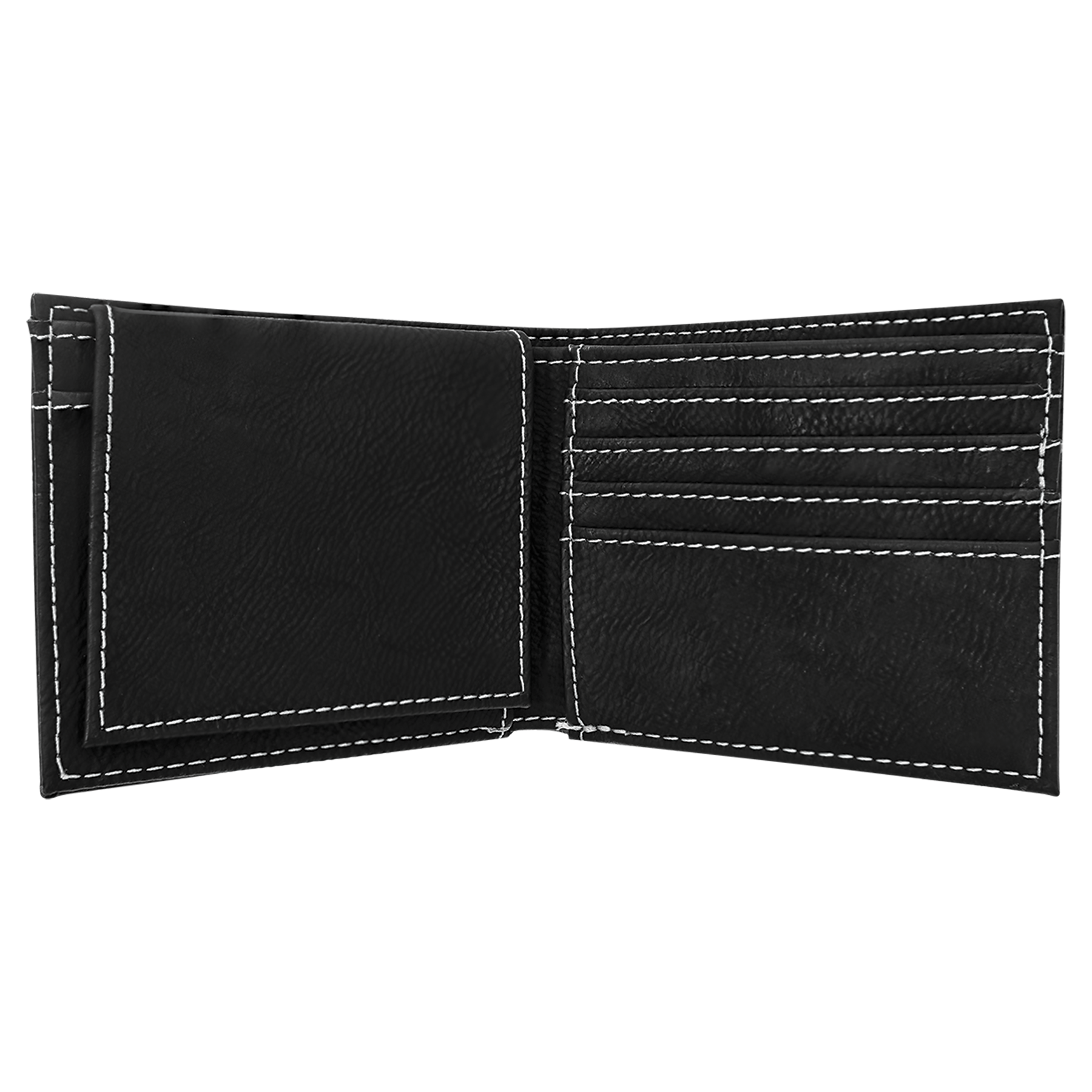 Black/Silver Leatherette Bifold Wallet with Flip ID