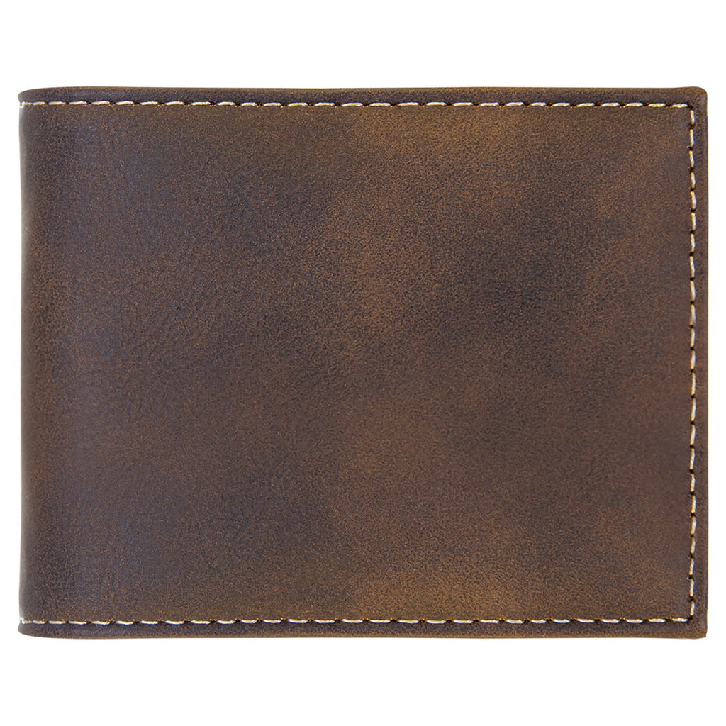 Rustic/Gold Leatherette Bifold Wallet with Flip ID blank-preview