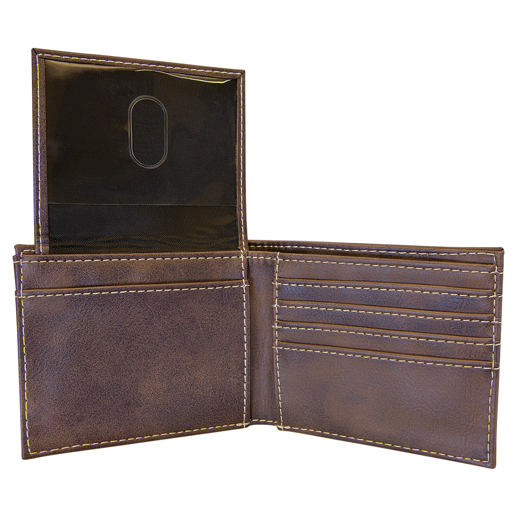 Rustic/Gold Leatherette Bifold Wallet with Flip ID