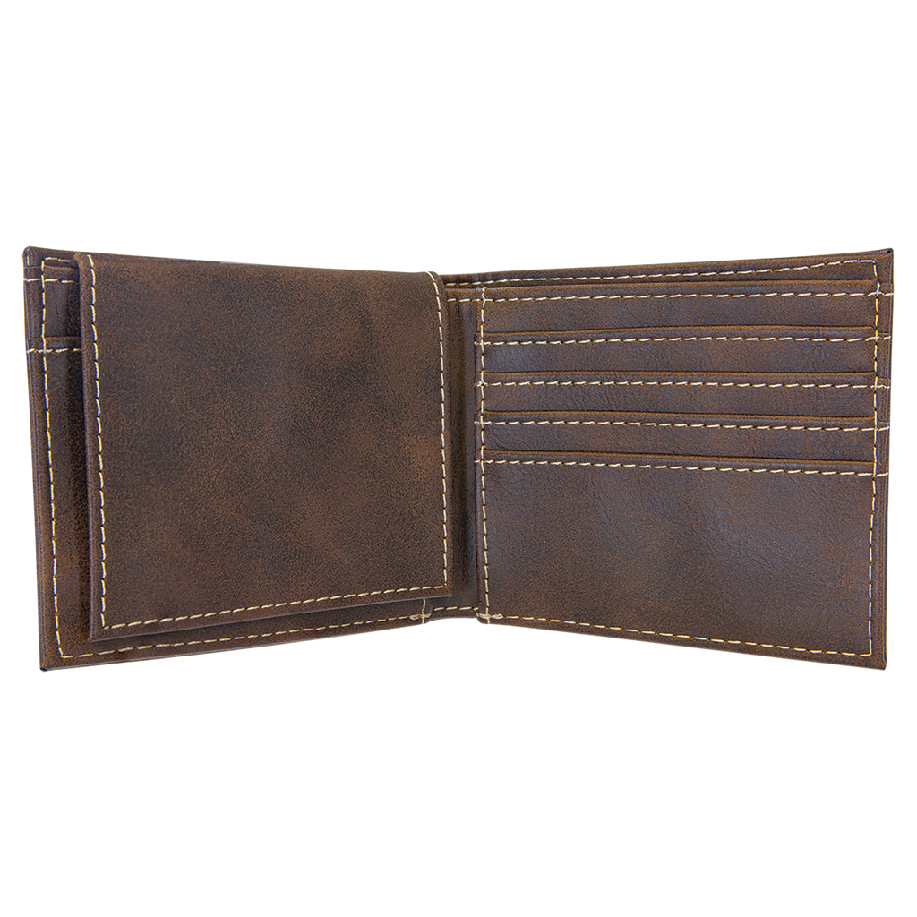 Rustic/Gold Leatherette Bifold Wallet with Flip ID