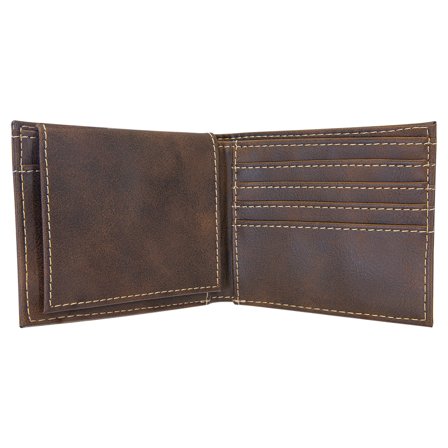Rustic/Gold Leatherette Bifold Wallet with Flip ID