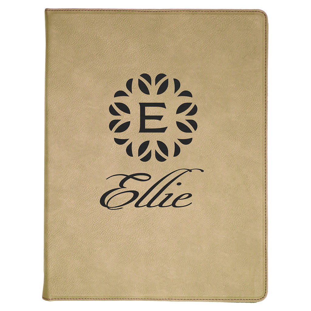 Light Brown Leatherette Portfolio with Notepad