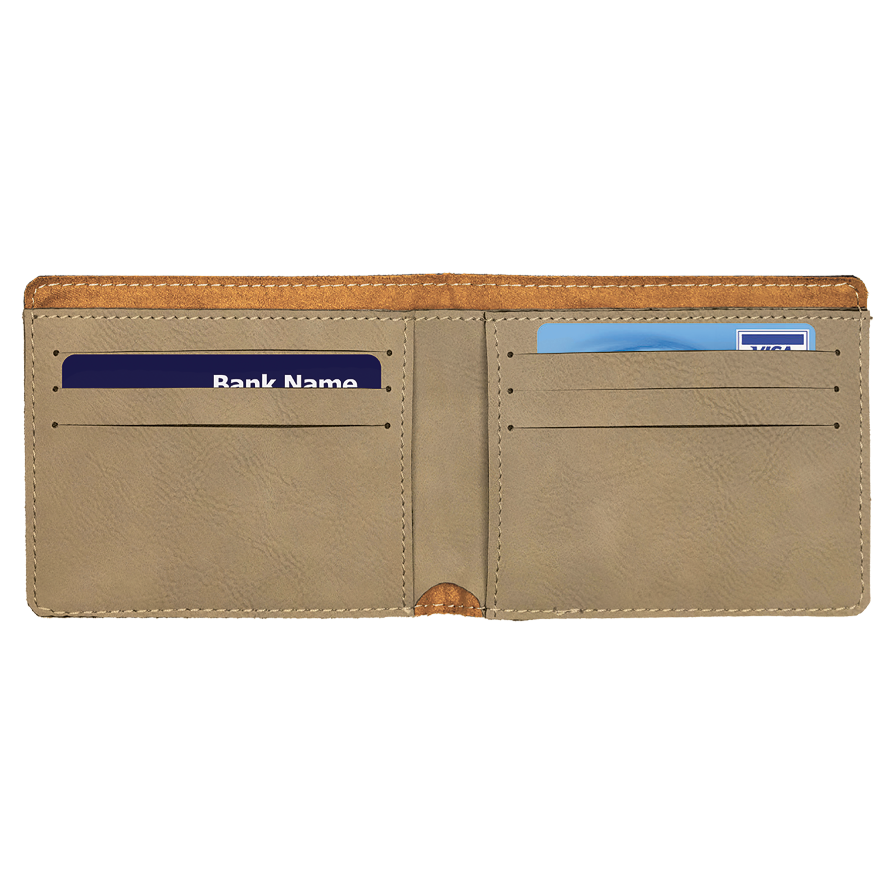 Light Brown Leatherette Bifold Wallet