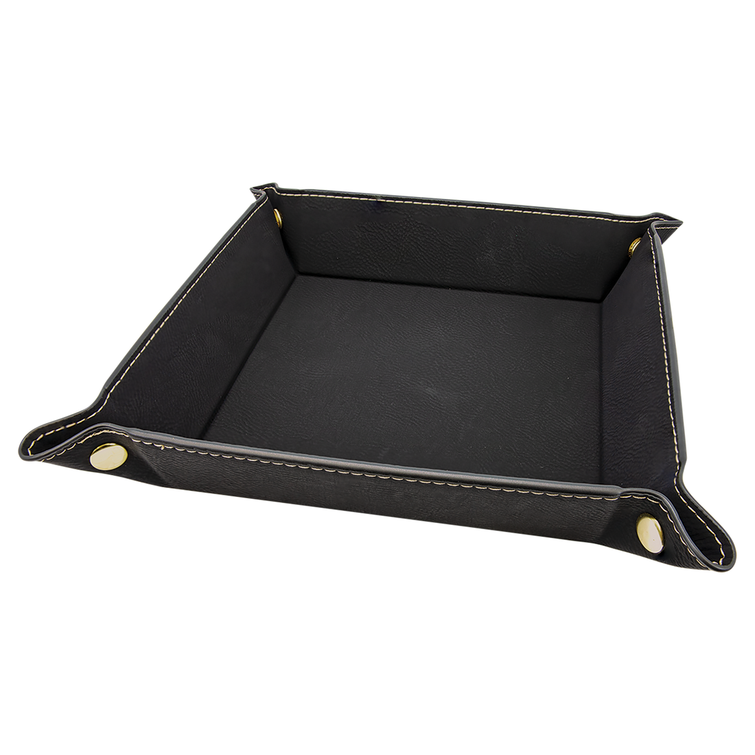Leatherette Snap Up Tray – Black (Gold) / Medium (6x6) preview