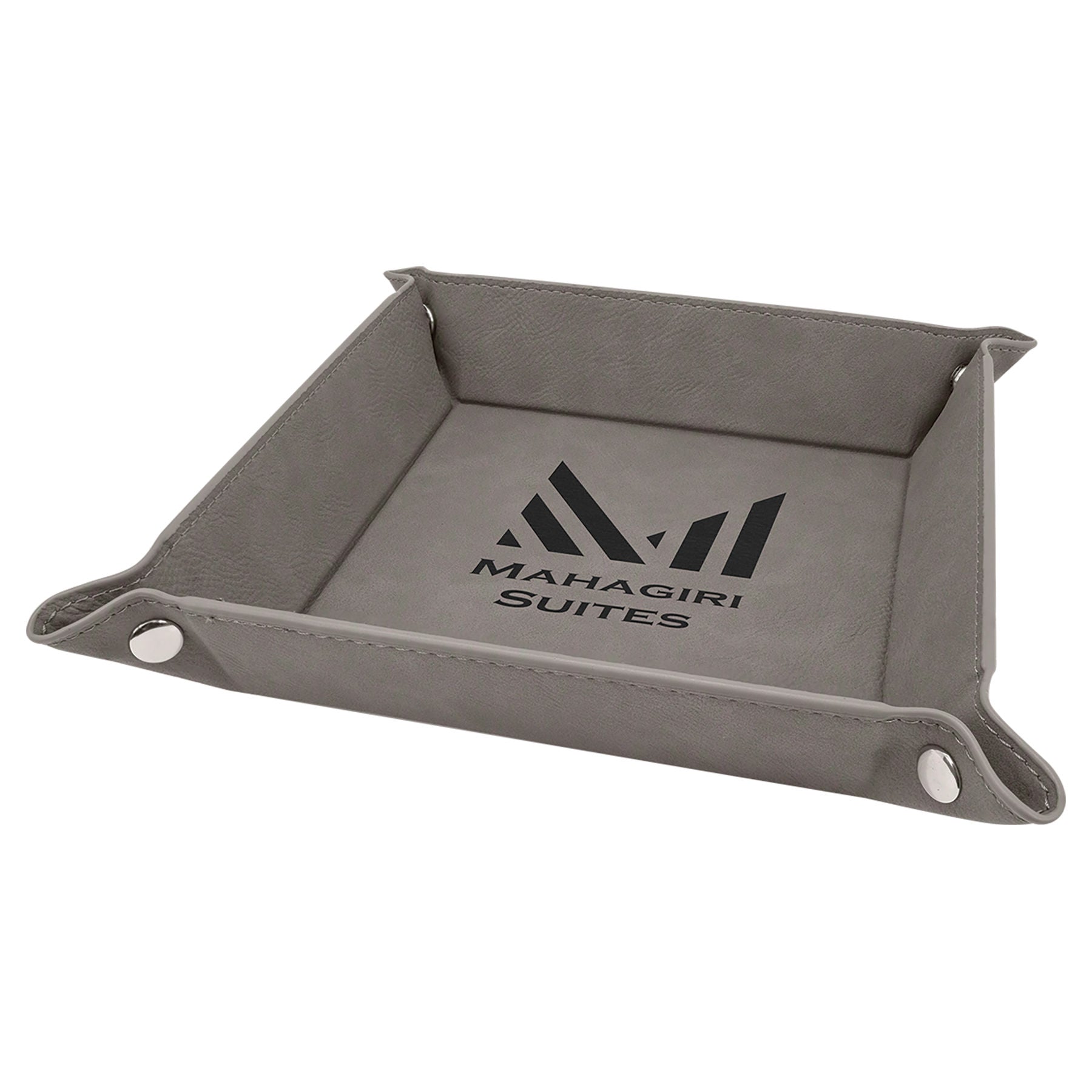 Gray Leatherette Snap Up Tray