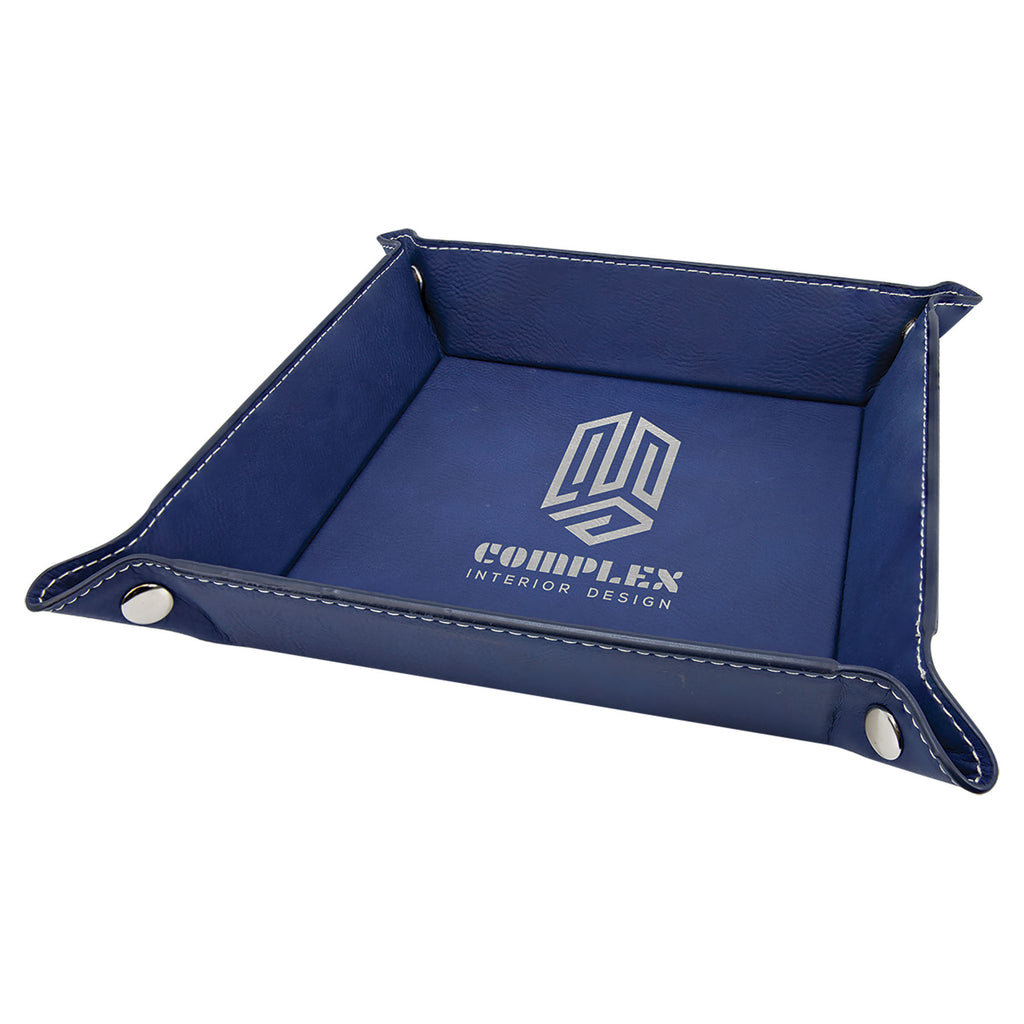 Blue/Silver Leatherette Snap Up Tray