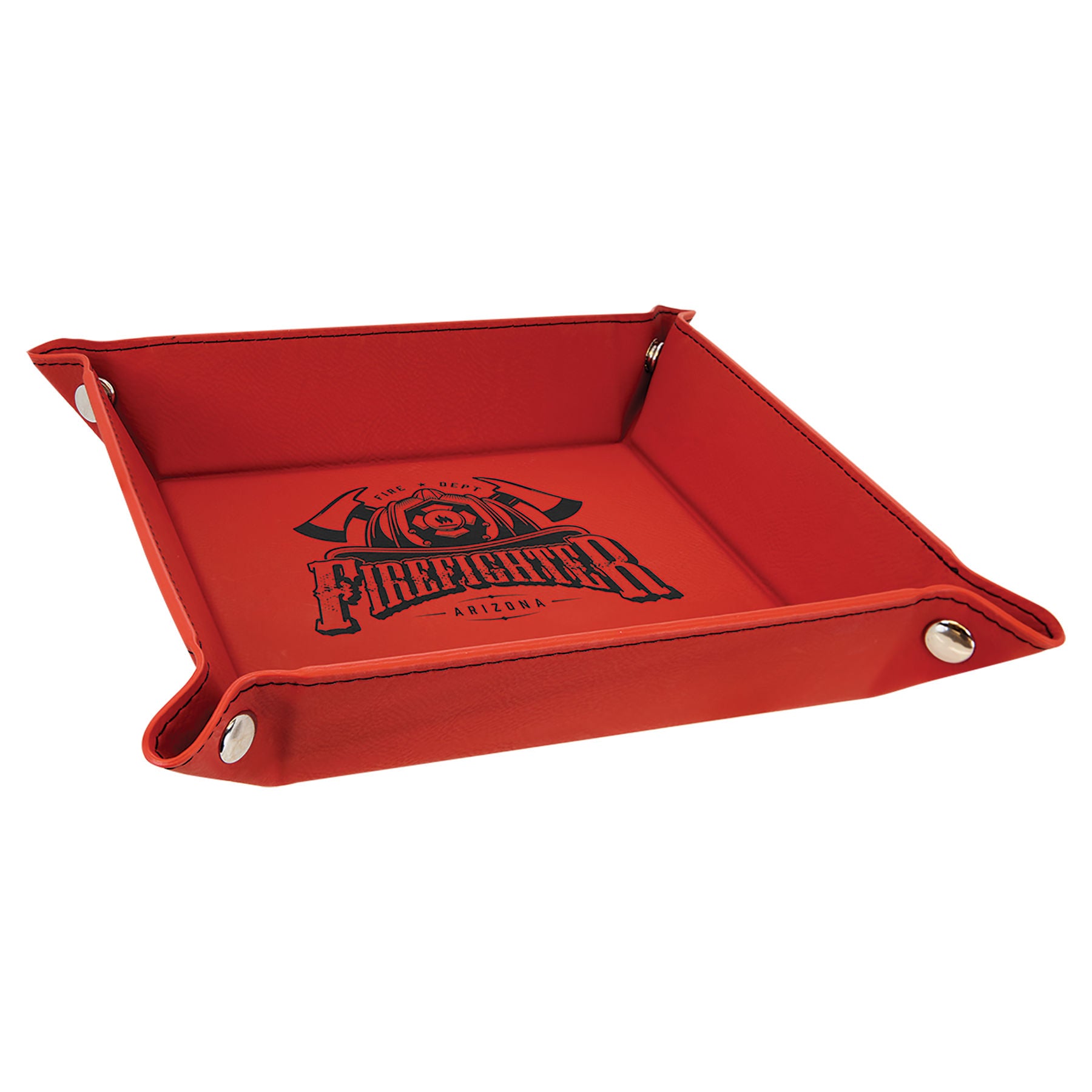 Red Leatherette Snap Up Tray