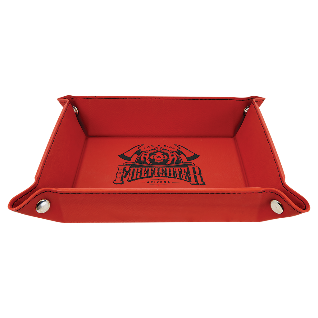Red Leatherette Snap Up Tray