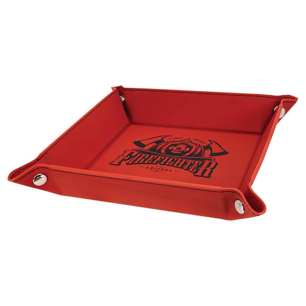 Red Leatherette Snap Up Tray