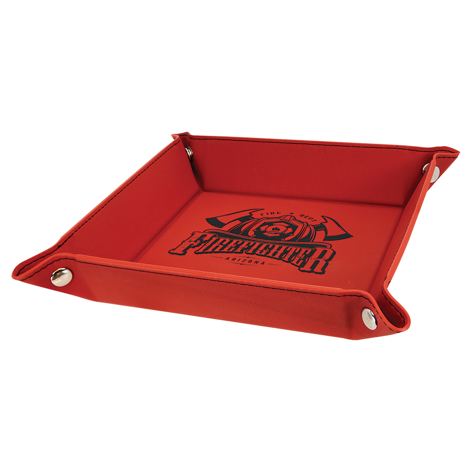 Red Leatherette Snap Up Tray