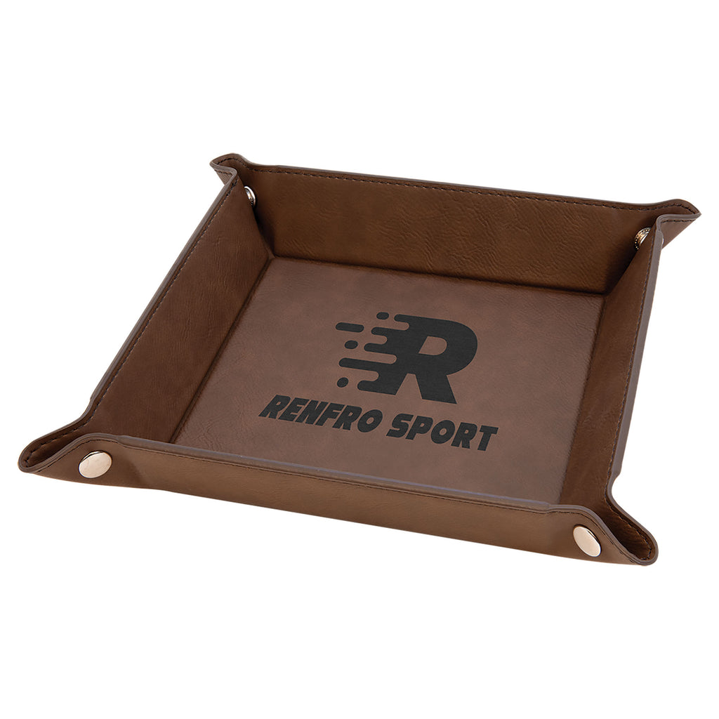 Dark Brown Leatherette Snap Up Tray