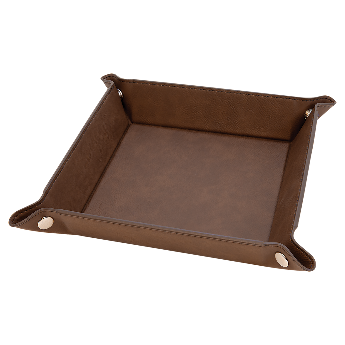 Leatherette Snap Up Tray – Dark Brown / Medium (6x6) preview