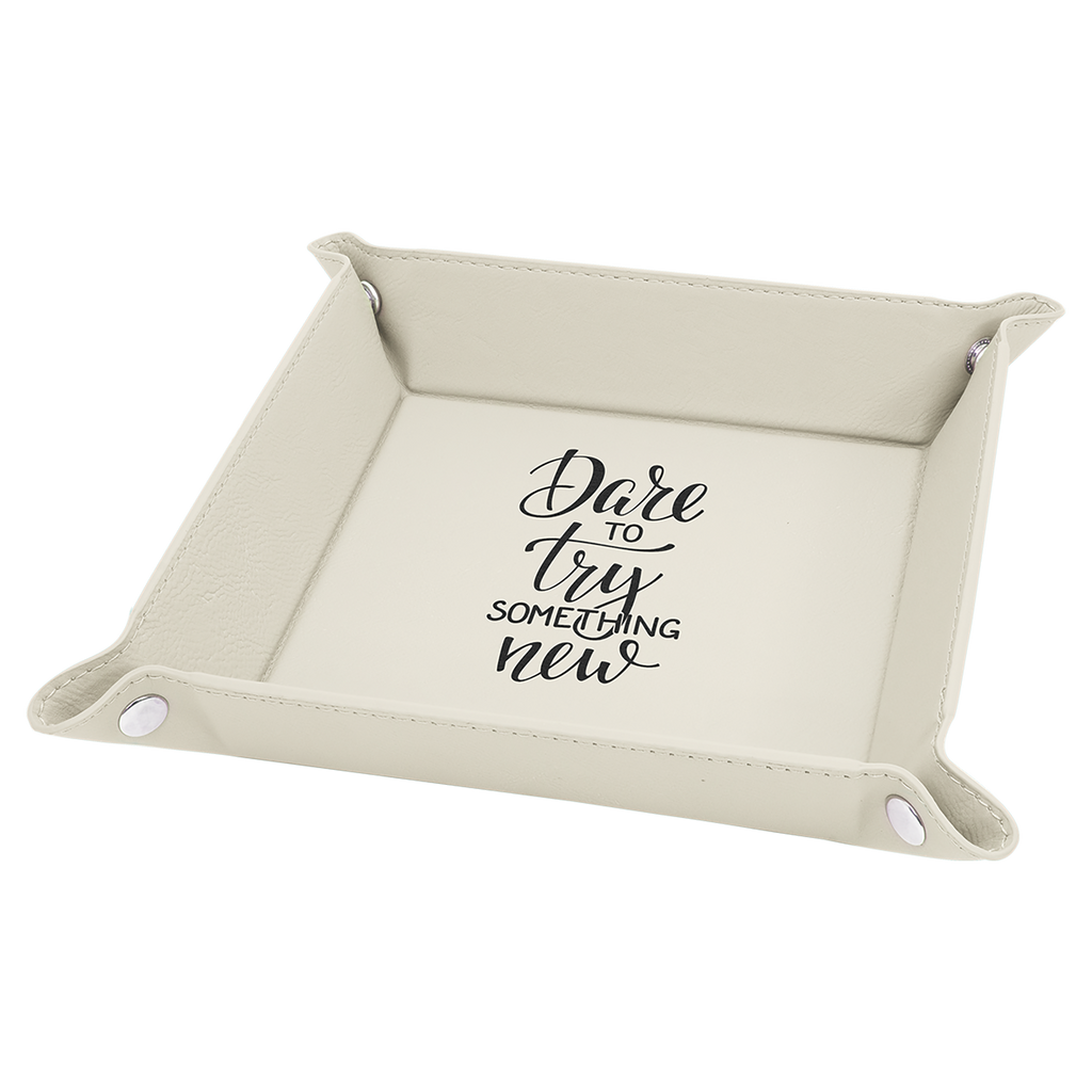 White Leatherette Snap Up Tray