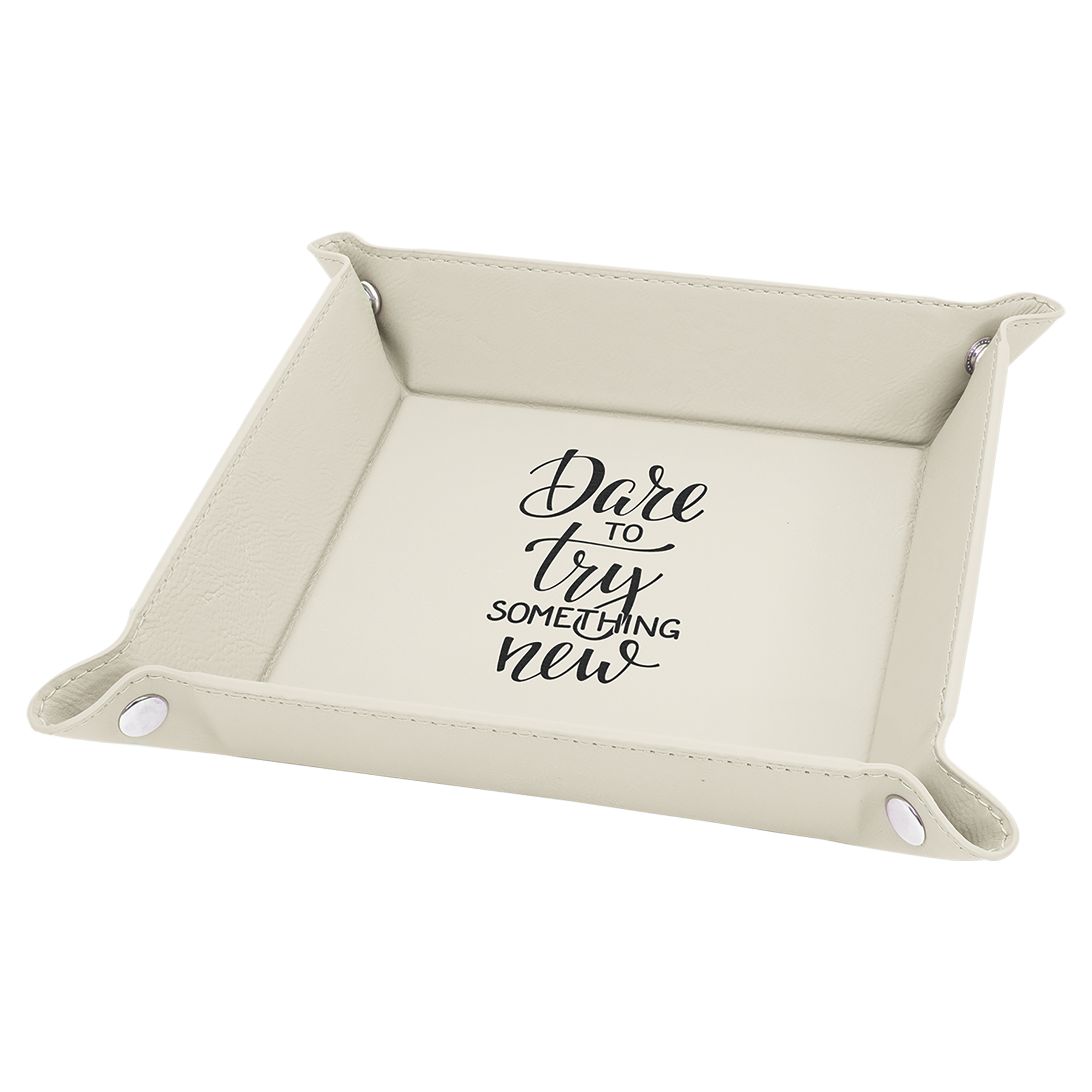 White Leatherette Snap Up Tray