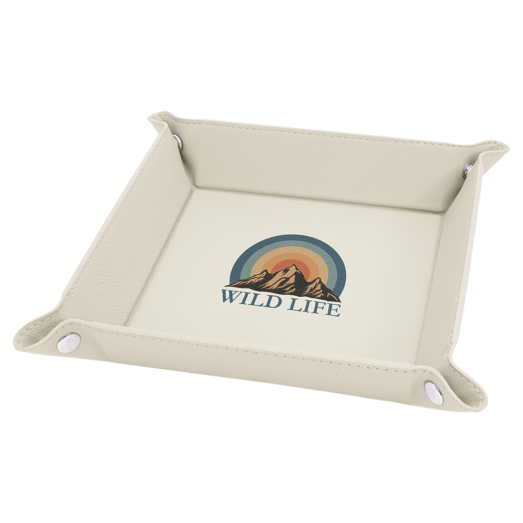White Leatherette Snap Up Tray
