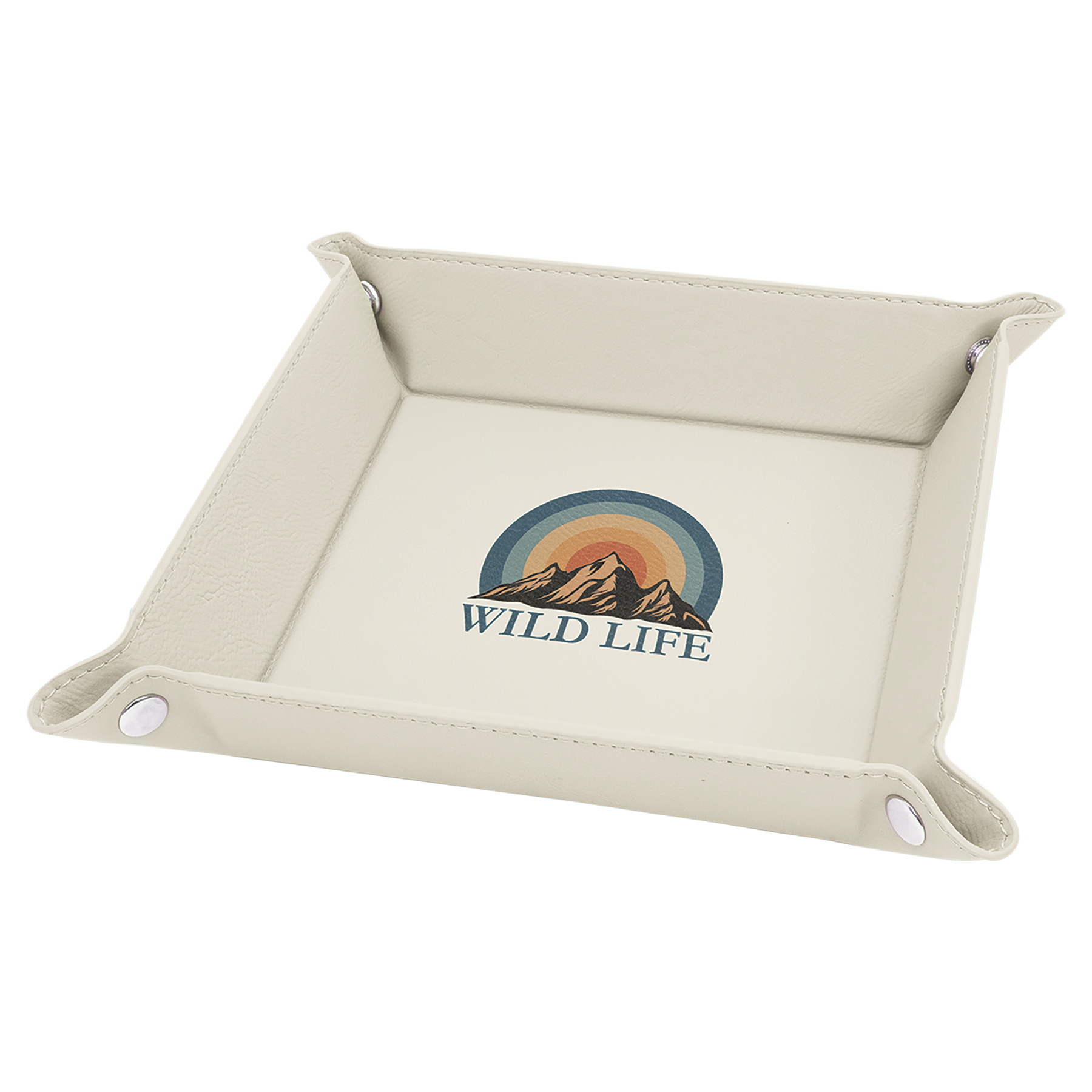 White Leatherette Snap Up Tray