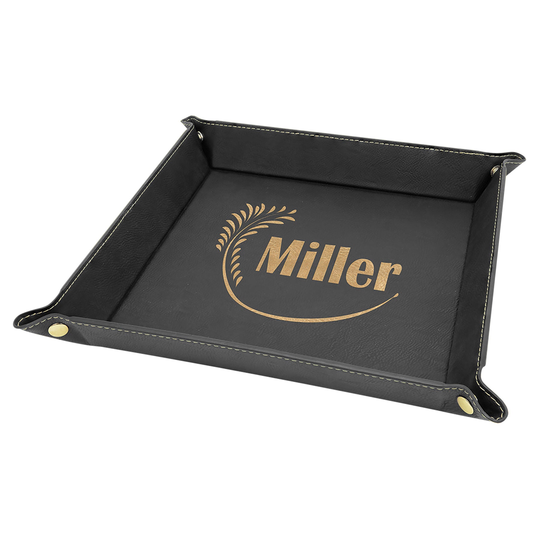 Black/Gold Leatherette Snap Up Tray