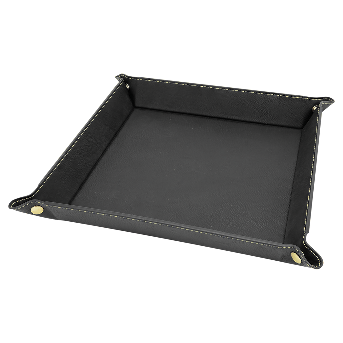 Leatherette Snap Up Tray – Black (Gold) / Large (9x9) preview
