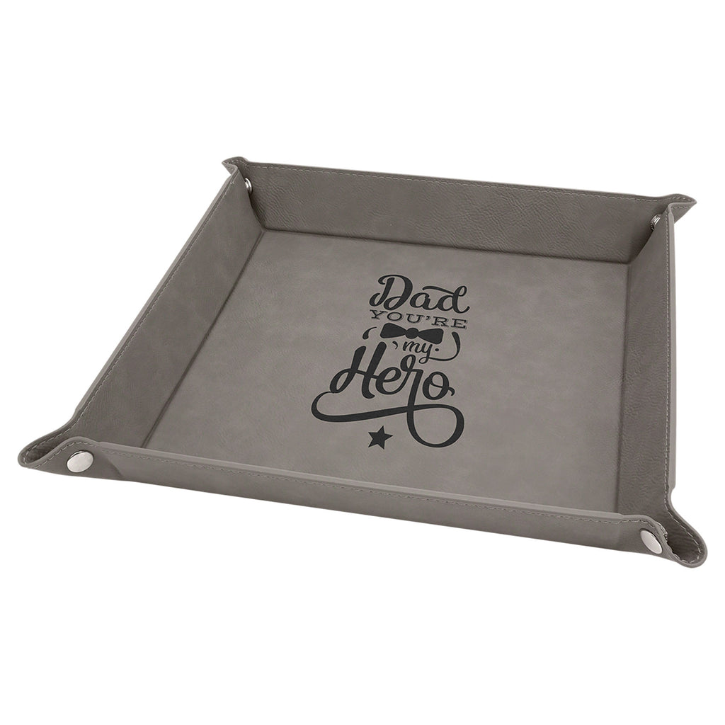 Gray Leatherette Snap Up Tray